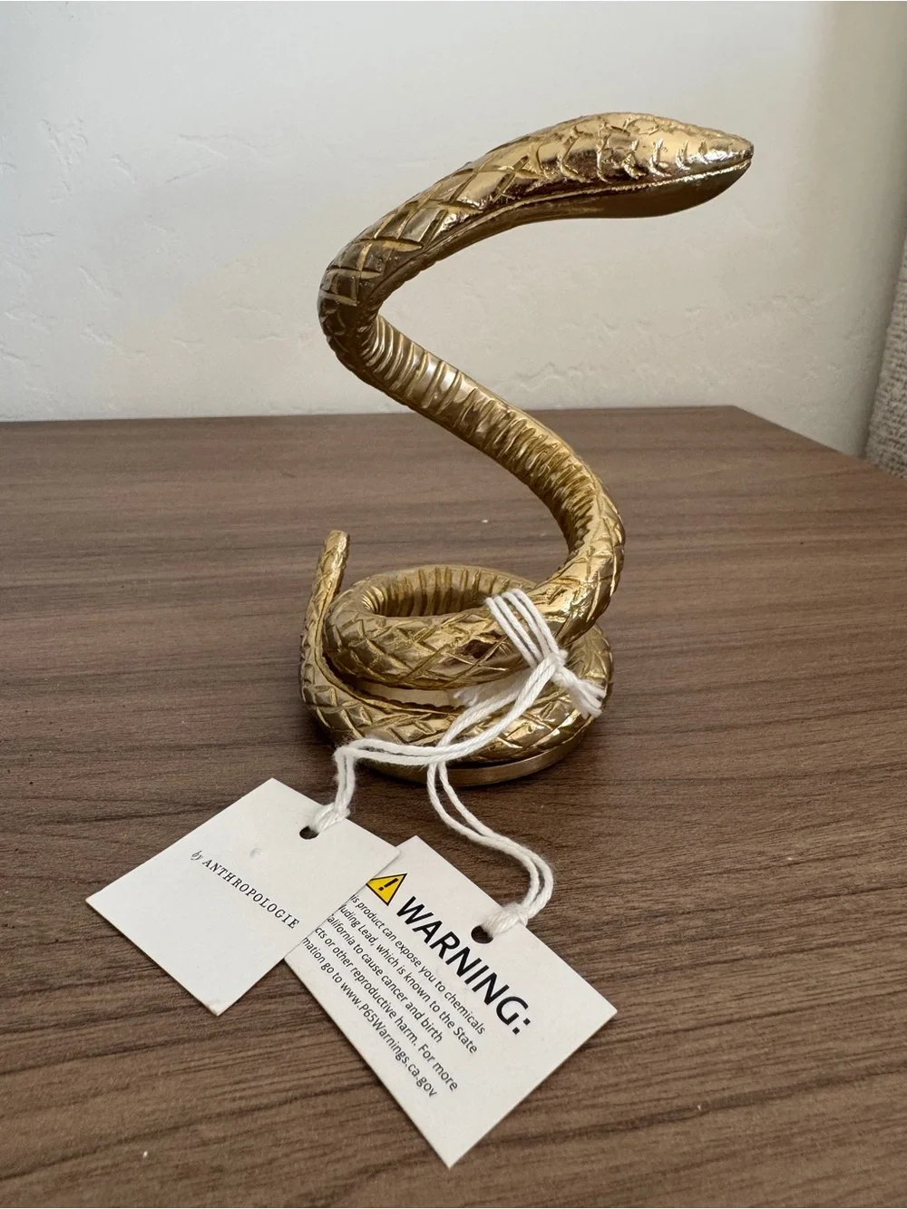 NEW Anthropologie Adelle Gold Snake Taper Candle Holder, Short